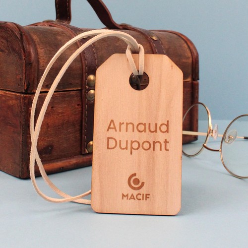 Etiquette bois bagage ou boutique