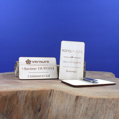 Badge bois magnétique