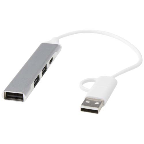 Hub USB-A et Type-C Alkaid à 4 ports en aluminium recyclé avec double entrée