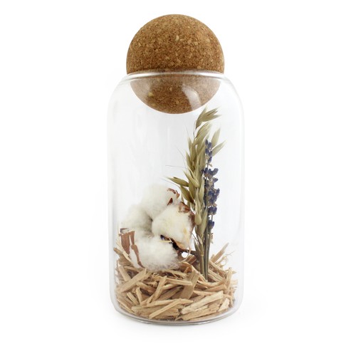 Terrarium boule liège fleurs séchées