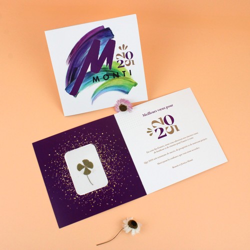 Carte 2 volets trèfle 4 feuilles