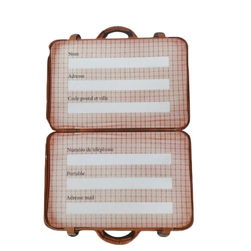 Etiquette en forme de valise