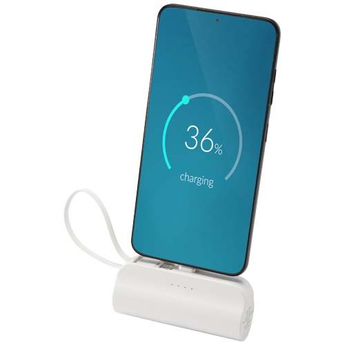 Batterie de secours Alnair Type-C de5 000 mAh et 10 W en plastique recyclé avec support de retournement intégré et câble 2 en 1