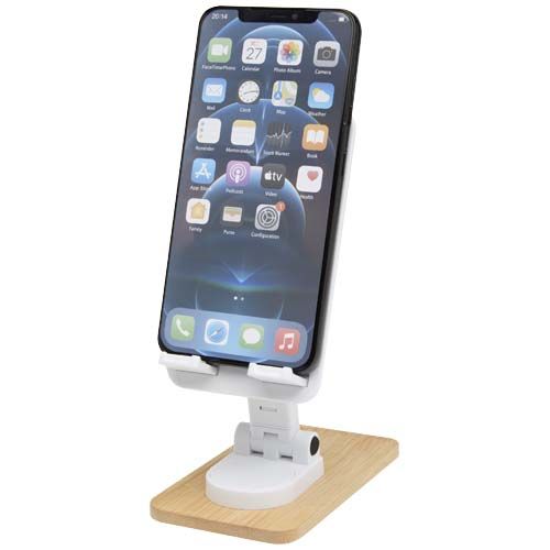 Support de téléphone de bureau Alfirk pliable en plastique recyclé avec détails en bambou