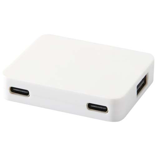 Hub USB 4 ports Gaia avec sortie USB-A et Type-C et double entrée - fabriqué en plastique recyclé